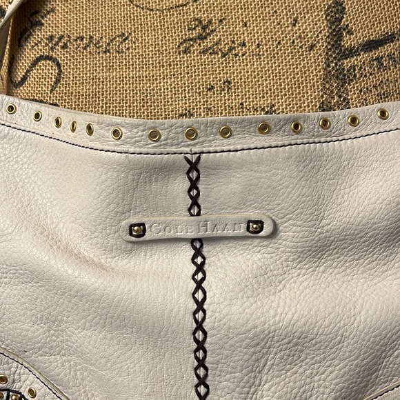 COLE HAAN CREAMY IVORY VILLAGE GROMMET HOBO SHOULDER BAG - Picture 6 of 17